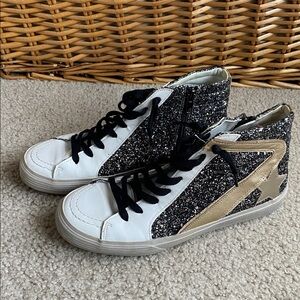 ShuShop Hightop Black and White Glitter Sneakers